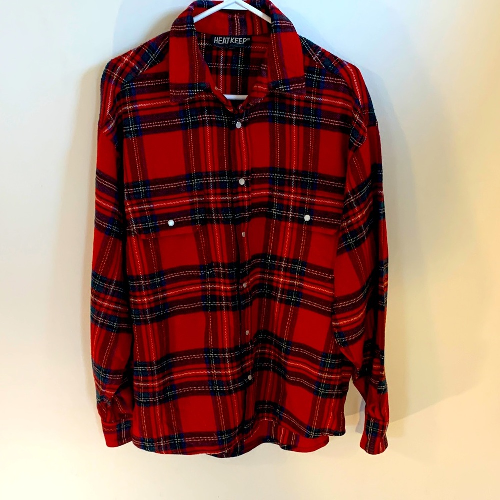 Long sleeve button down outdoors plaid shirt.